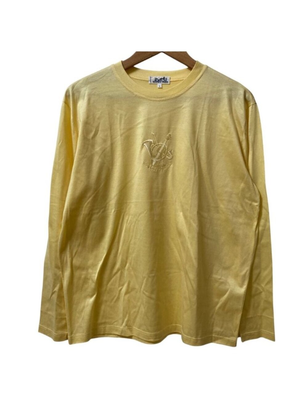 Hermes Vintage Logo Embroidery Long Sleeve T-Shirt Yellow Spring Summer Fall L